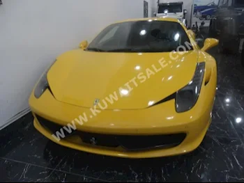فيراري  أيطاليا  458  2011  45,000  كوبيه \ سبورت  اتوماتك  8  جلد  دفع خلفي  أصفر  بنزين