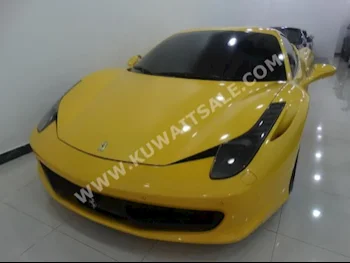فيراري  أيطاليا  458  2010  35,000  كوبيه \ سبورت  اتوماتك  8  جلد  دفع خلفي  أصفر  بنزين